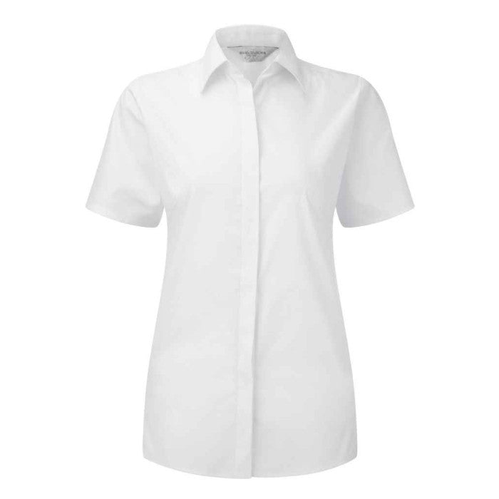 Russell Ladies Ultimate Stretch Short Sleeve Shirt - White