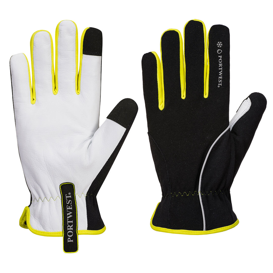 A776 - PW3 Mechanic 160 Leather Palm Cold Glove Black/Yellow
