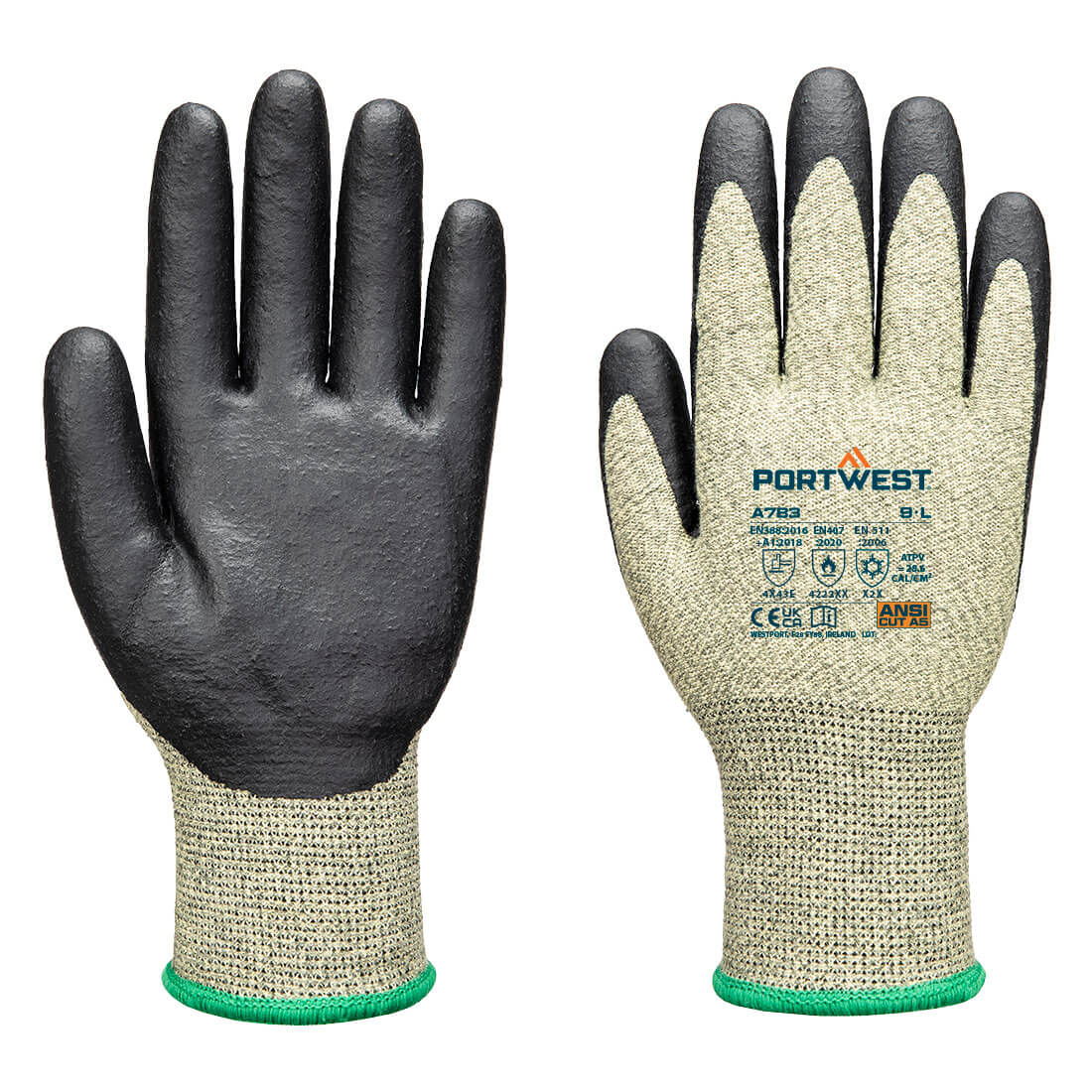 A783 - FR Arc Cut F13 Level 3 Glove Green/Black