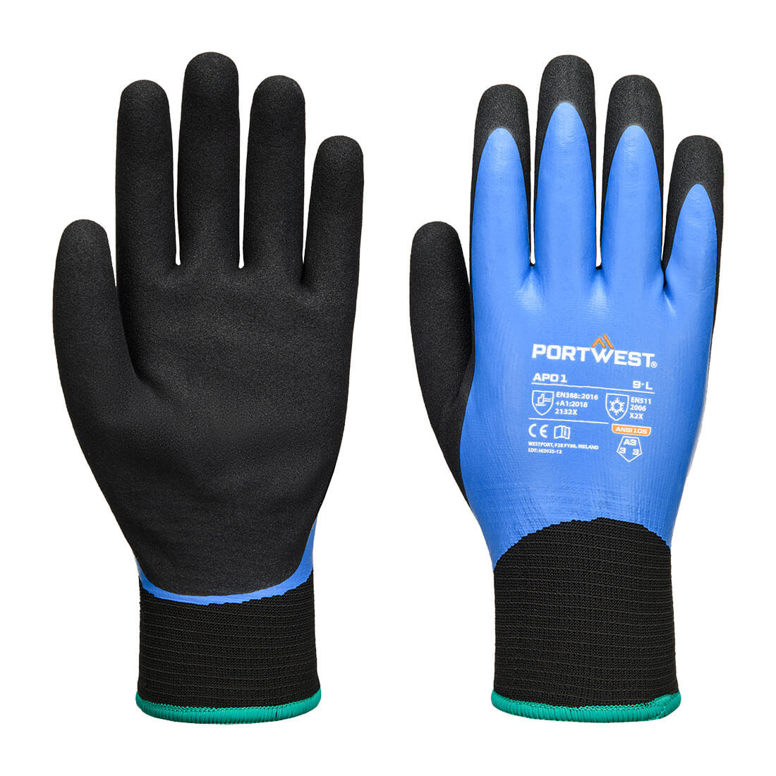 AP01 - Cold 13 Latex Aqua Glove Blue/Black
