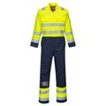 BIZ7 - Bizflame Work Hi-Vis Contrast FR Coverall Yellow/Navy