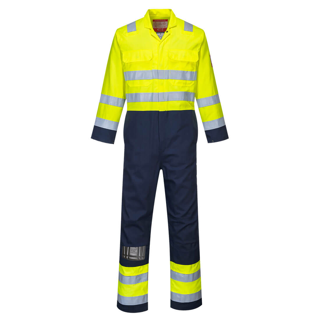 BIZ7 - Bizflame Work Hi-Vis Contrast FR Coverall Yellow/Navy