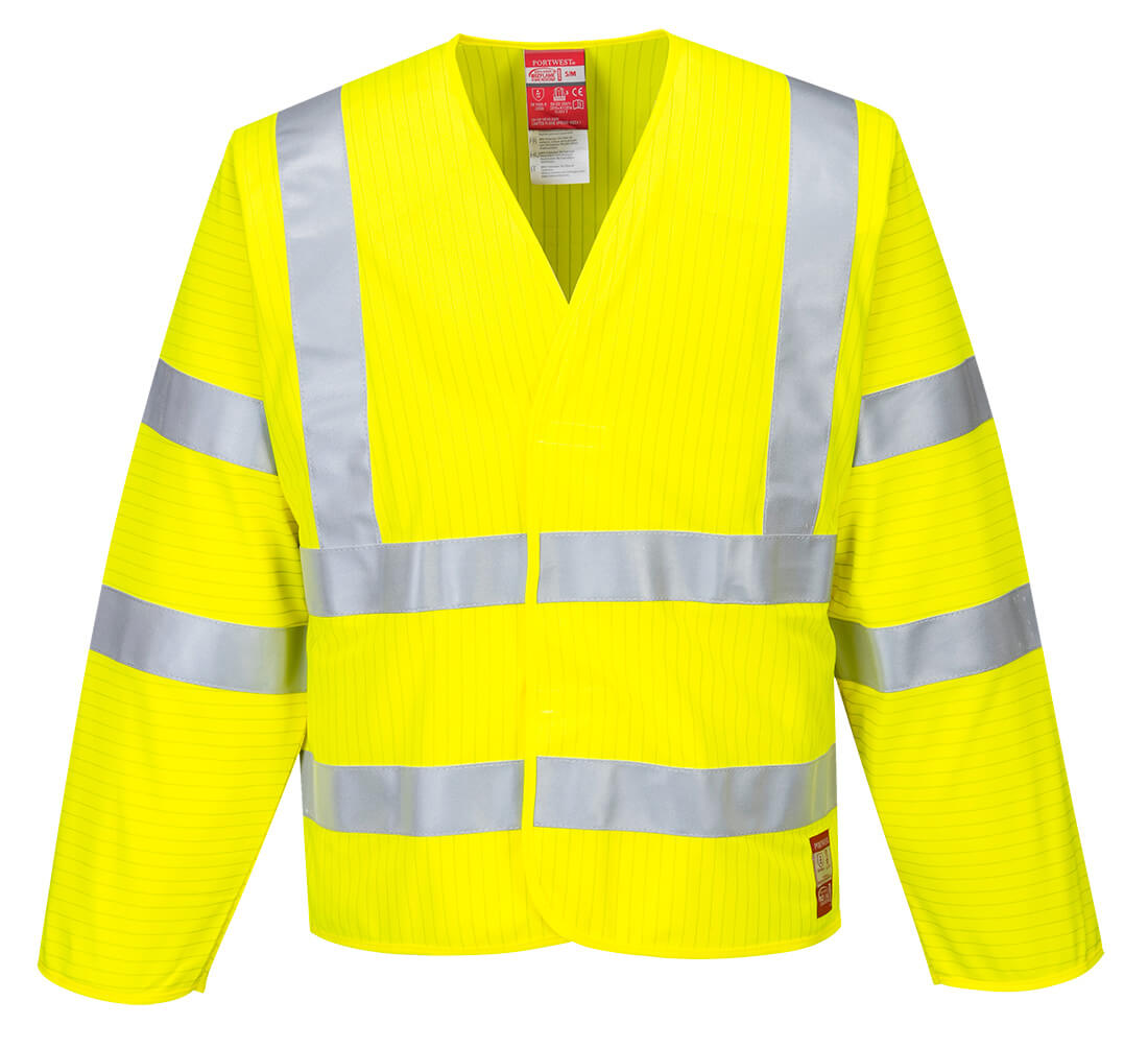FR85 - Bizflame Hi-Vis FR Long Sleeve Vest Yellow