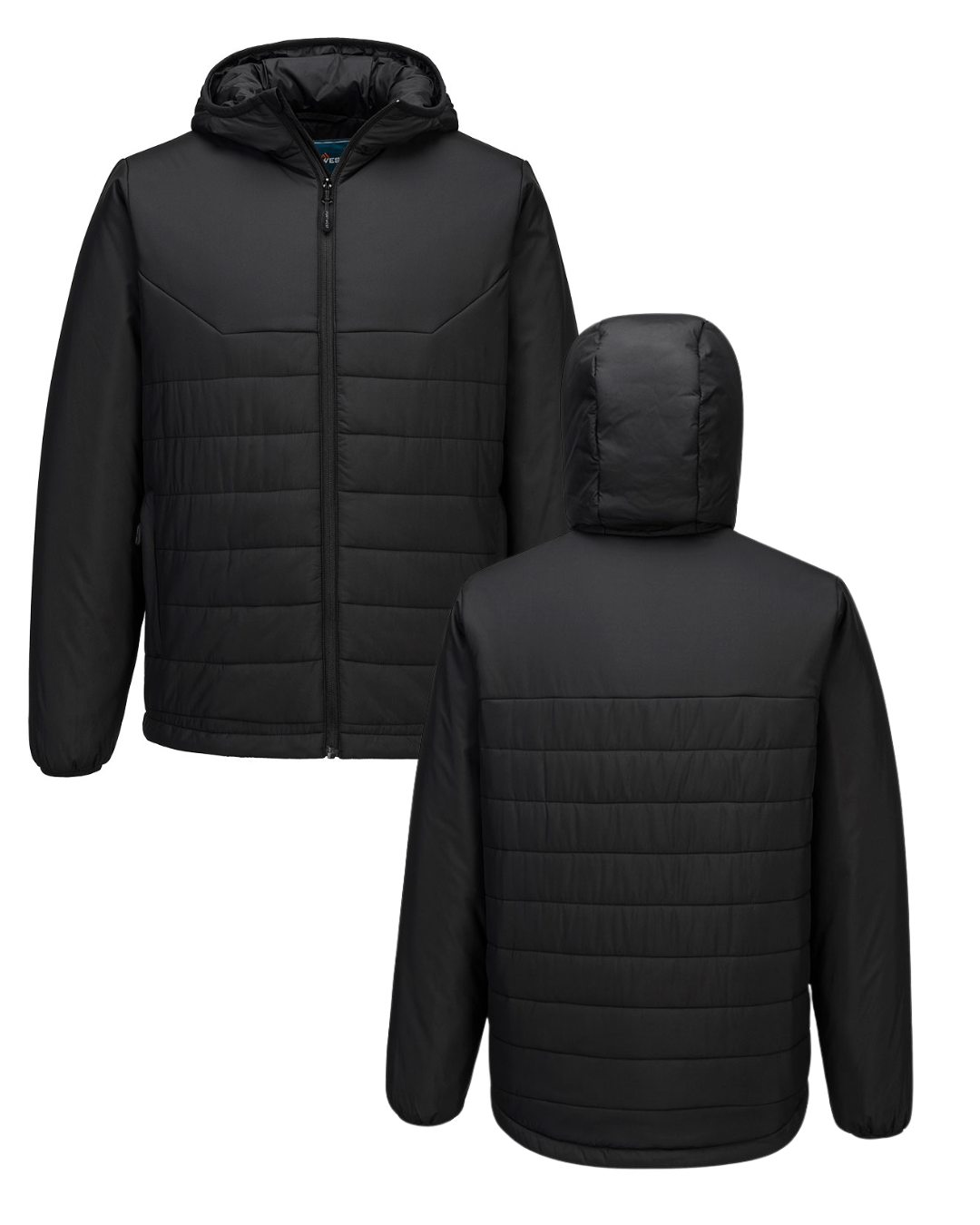 S608 - Professional Hooded Insulated Baffle Jacket Black