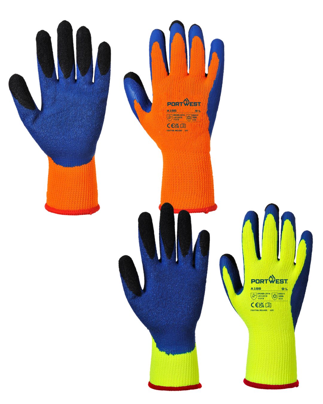 A185 - Cold 7 Latex Crinkle Finger Dipped Glove x12