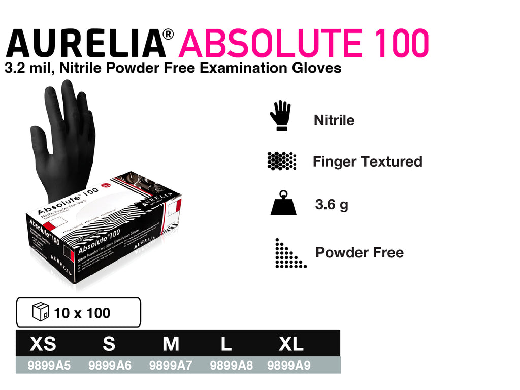 Supermax Absolute 100 Black Nitrile Gloves 10x100